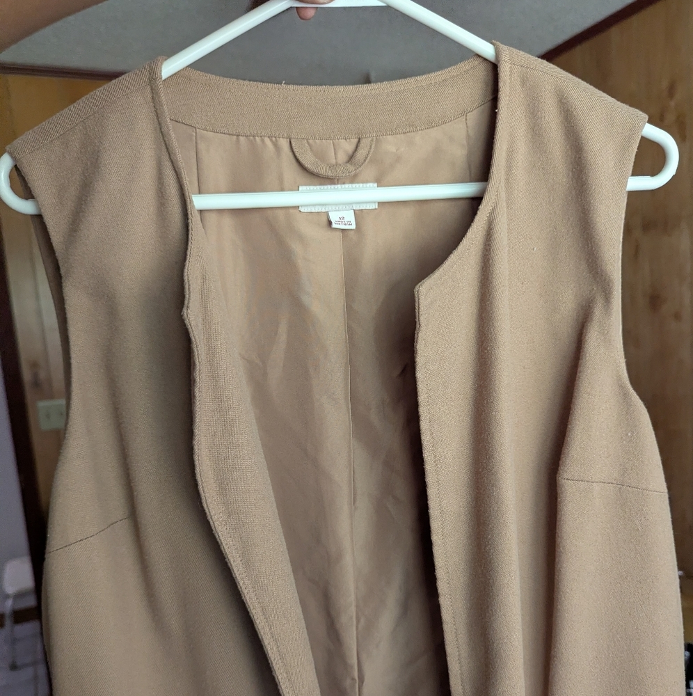 meroma women's long dressy vest color tan - Picture 3 of 10